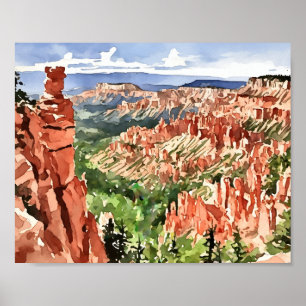 Póster Acuarela del Parque Nacional del Cañón de Bryce