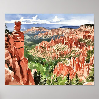 Póster Acuarela del Parque Nacional del Cañón de Bryce