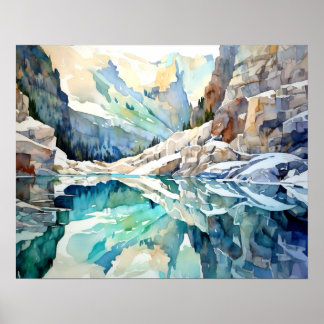 Póster Acuarela del Parque Nacional del Glaciar