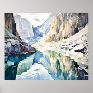 Póster Acuarela del Parque Nacional del Glaciar
