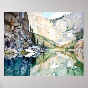 Póster Acuarela del Parque Nacional del Glaciar