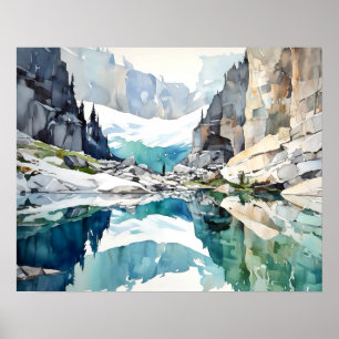 Póster Acuarela del Parque Nacional del Glaciar
