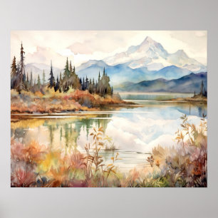 Póster Acuarela del Parque Nacional Denali