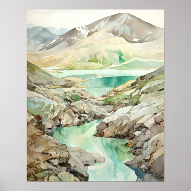 Póster Acuarela del Parque Nacional Katmai (Frente)