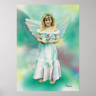 Póster Acuarela del Pequeño Ángel Chica