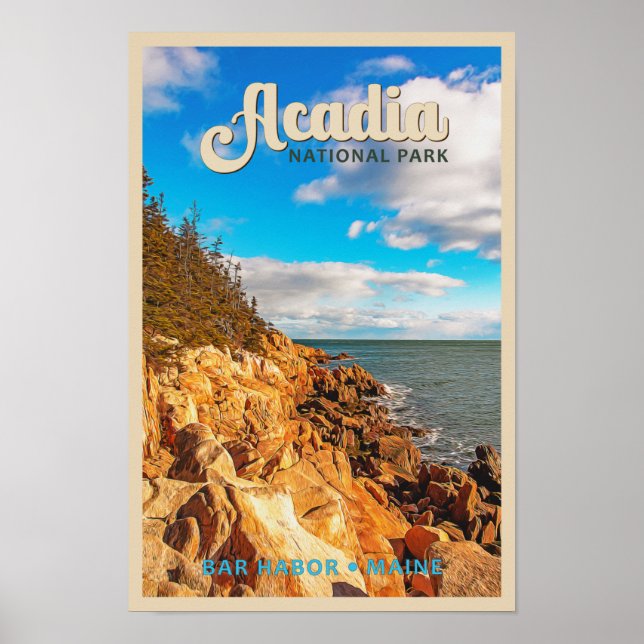 Póster Acuarela del puerto del bar del parque nacional Ac (Frente)