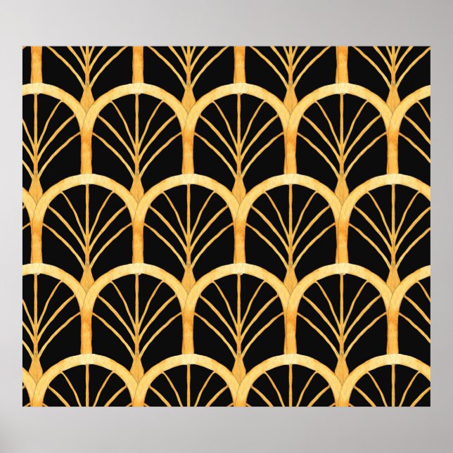 Póster acuarela dibujada a mano patrón sin fisuras con or (Frente)