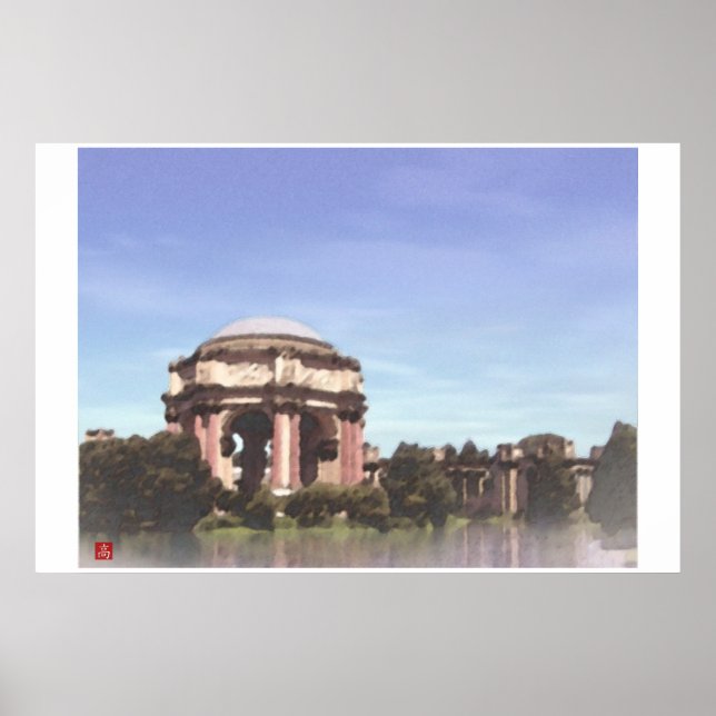Póster Acuarela digital de Bellas Artes de San Francisco- (Frente)