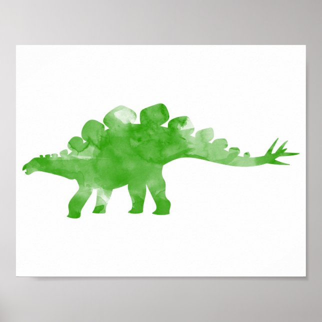 Póster Acuarela Dino Dinosaurio Baby Boy Nursera Print (Frente)