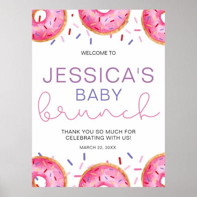 Póster Acuarela Donuts Baby Girl brunch (Frente)