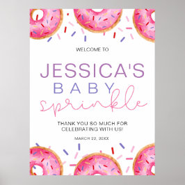 Póster Acuarela Donuts Baby Girl Sprinkle Shower