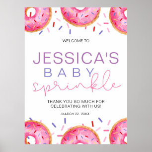 Póster Acuarela Donuts Baby Girl Sprinkle Shower