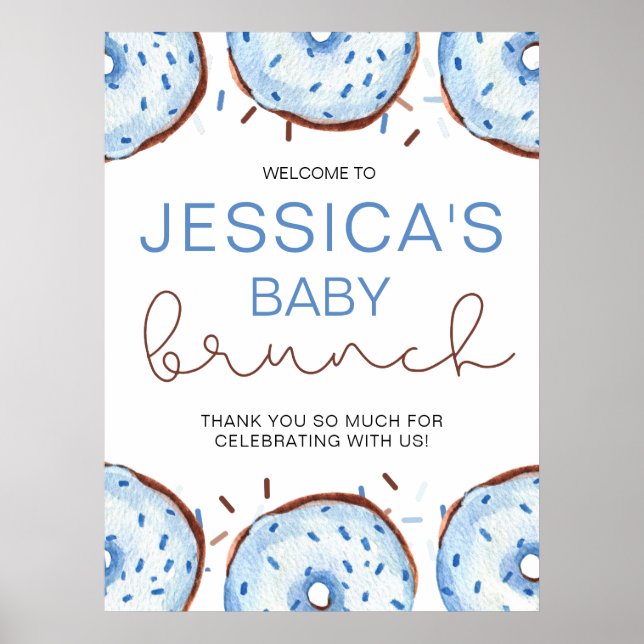 Póster Acuarela Donuts Brunch Shower (Frente)