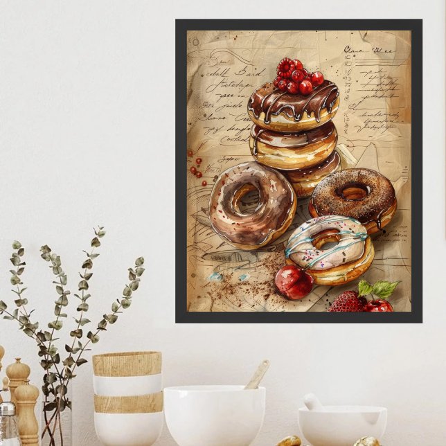 Póster Acuarela Donuts Nostalgic Dessert Art (Subido por el creador)