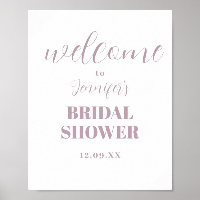 Póster Acuarela Dusty Ducha de novia rosa (Frente)