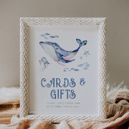 Póster Acuarela editable bajo el Rótulo marino