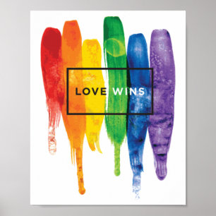 Póster Acuarela El Amor LGBT Gana El Arcoiris Paint Typog