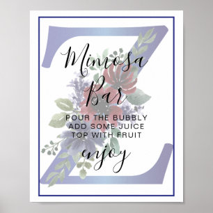 Póster Acuarela elegante de un ramo floral rojo y azul