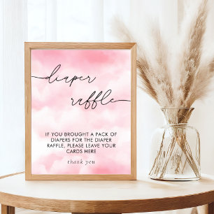 Póster Acuarela En La Nube 9 Diaper Raffle