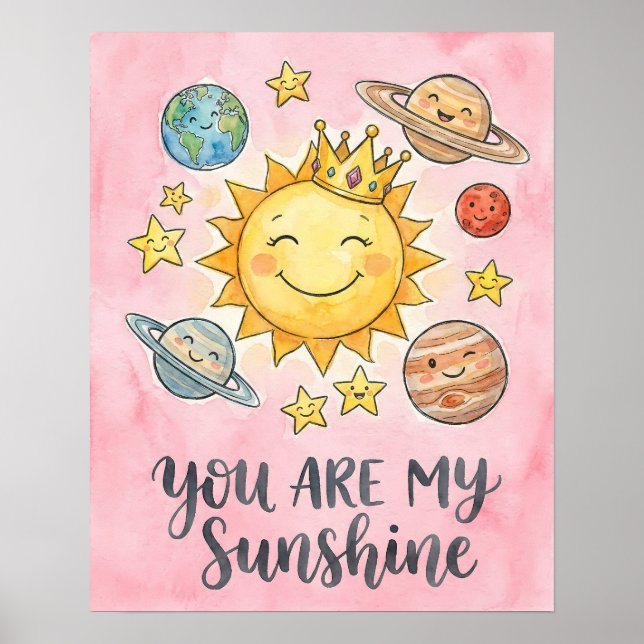 Póster Acuarela "Eres Mi Sol" Lindo Espacio Para Niños (Frente)