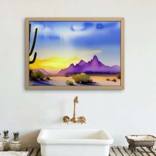 Póster Acuarela Escenaria Desert Sunrise