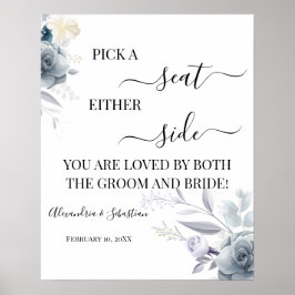 Póster Acuarela Escoja Un Asiento En Cada Rótulo Boda Lad