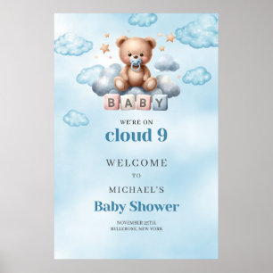 Póster Acuarela estamos en la ducha de bebé de nueve niño