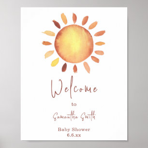 Póster Acuarela Feliz Bienvenida Sol Amarillo