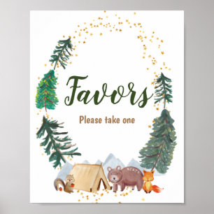 Póster Acuarela Feliz Camper Primer Rótulo de Favor de Cu