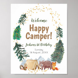 Póster Acuarela Feliz Camper Primer Signo de Bienvenida d