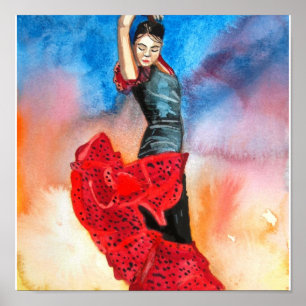 Póster acuarela FLAMENCO DANCER