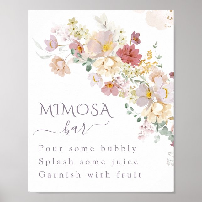 Póster Acuarela Flor silvestre Morado Primavera Bridal mi (Frente)