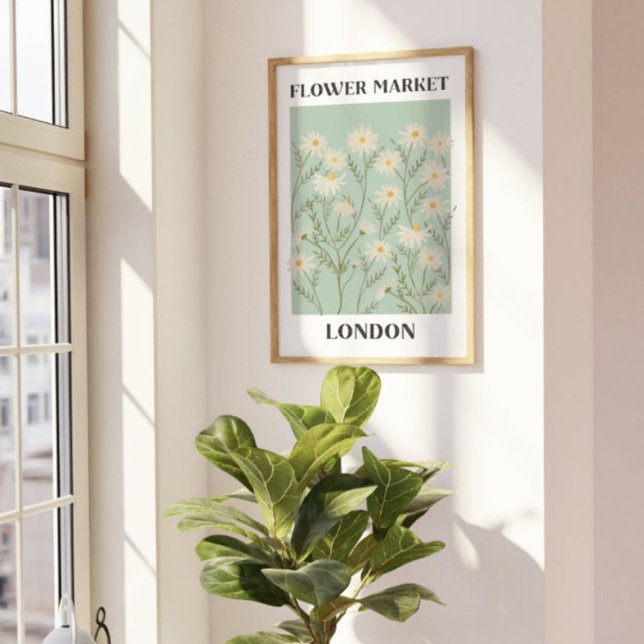 Póster Acuarela Flora de margarita blanca floral (In situ under sunlight)