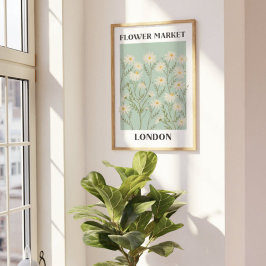 Póster Acuarela Flora de margarita blanca floral