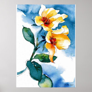 Póster acuarela floral
