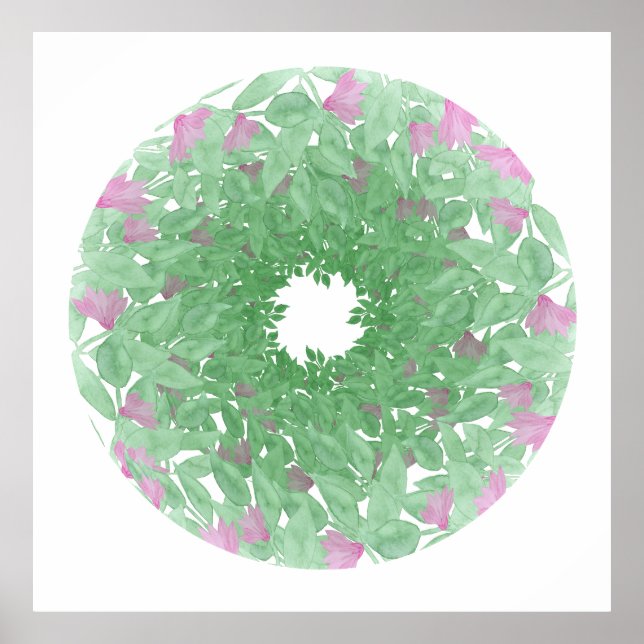 Póster Acuarela Floral Mandala (Frente)