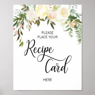 Póster Acuarela Floral Pink Bridal Shower RECIPE RÓTULO