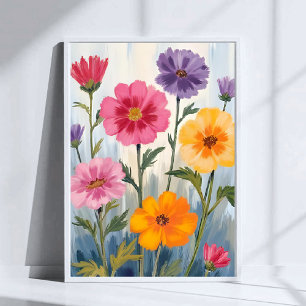 Póster Acuarela Flores Silvestres Pintura de Campo de F