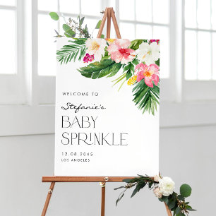 Póster Acuarela Flores tropicales Verano Bebé Espolvorear
