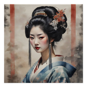 Póster Acuarela Geisha no 11