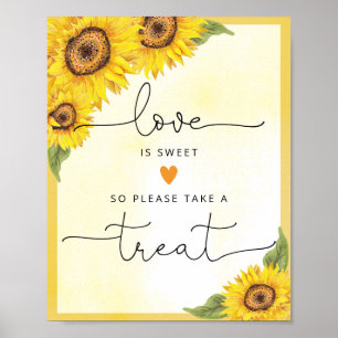 Póster Acuarela girasol amor es dulce toma un regalo po