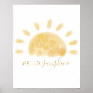 Póster Acuarela "Hello Sunshine" Sun Wall Art