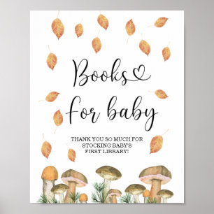 Póster Acuarela hongo pequeño, libros de otoño para bebé