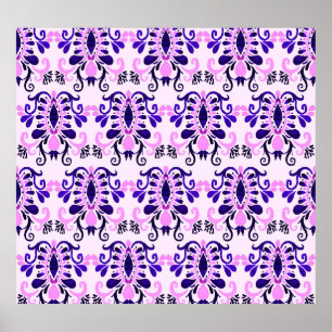 Póster Acuarela Ikat: La etnia tribal no tiene foco