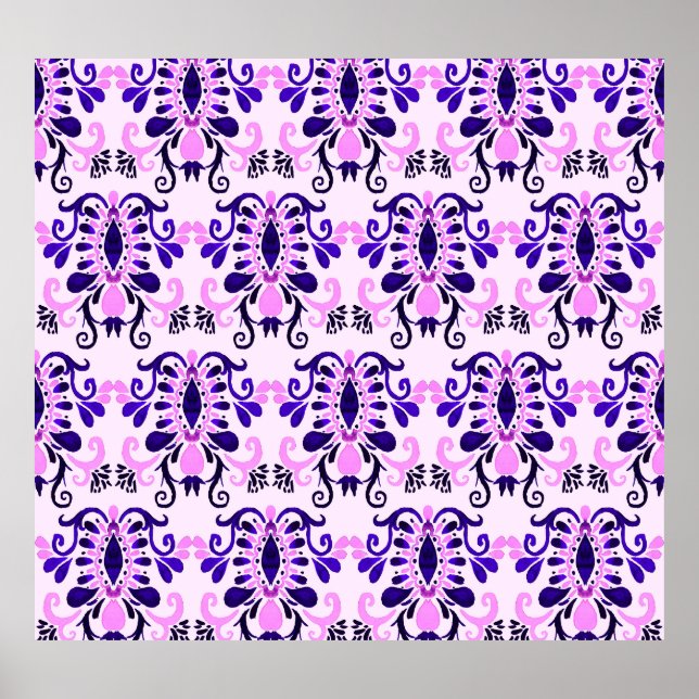 Póster Acuarela Ikat: La etnia tribal no tiene foco (Frente)