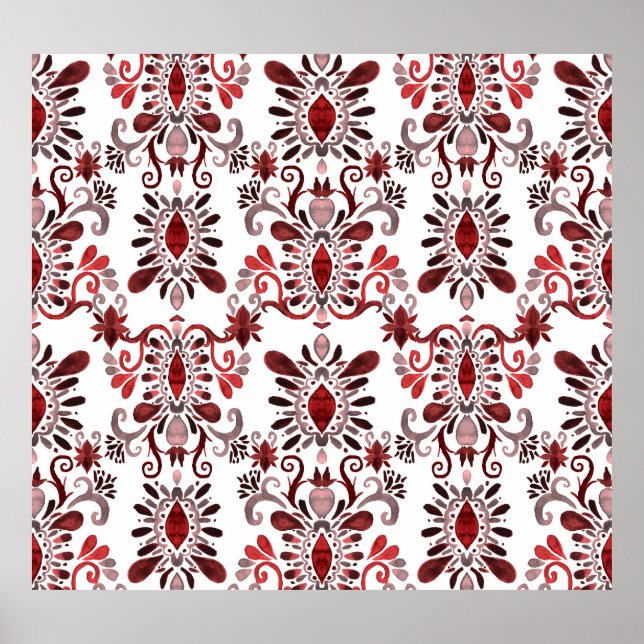 Póster Acuarela Ikat: Típica Étnica Sin Marea. (Frente)