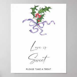 Póster Acuarela invierno - El amor es dulce toma un regal