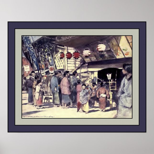 Póster Acuarela japonesa ~ "La ley del juego" ~ 1901 ~ (Frente)