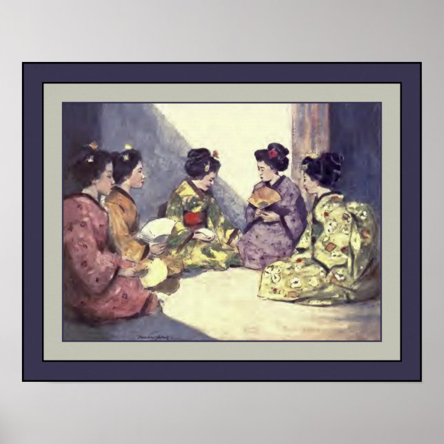 Póster Acuarela japonesa ~ "Mariposas" ~ 1901 ~ (Frente)