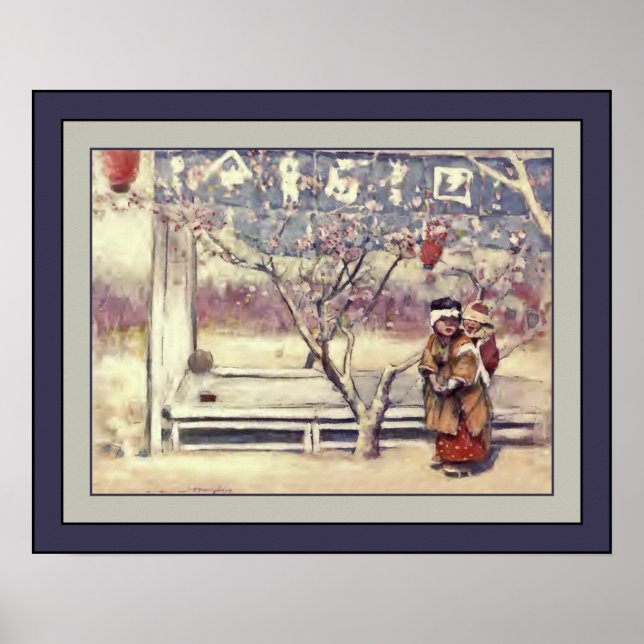 Póster Acuarela japonesa ~ "Pesada carga" ~ 1901 ~ (Frente)